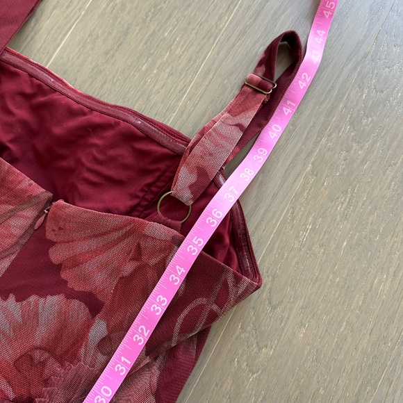 Hutch Burgundy Floral Tiered Maxi Dress, hemmed to midi length - Picture 10 of 12